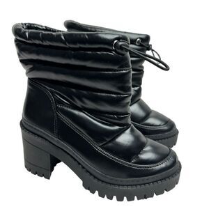 AQUA Ankle Boots Womens‎ Size 6.5 Black Puff Booties Pull On NEW